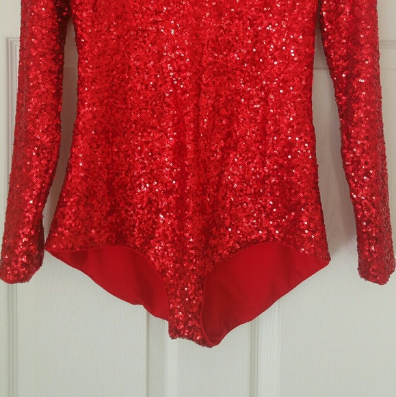 Beautiful red sparkling bodysuit size Small H&M - Picture 3 of 6
